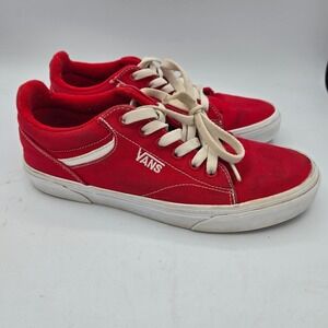 Vans Low Top Red Sneakers Canvas Skate Shoes Men's Size 7.5